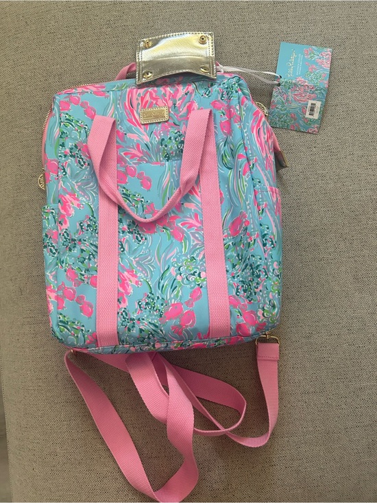 Lilly Pulitzer Handbags - Lilly Pulitzer Aqua & Pink Floral Backpack Tote